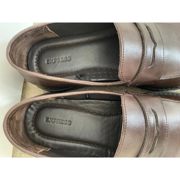 Express Brown Penny Loafers Slip On Dress Shoes Size 10 main image 8